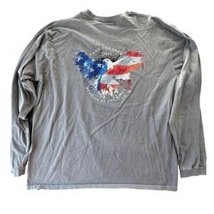 Crazy Shirts USA Eagle Flag Long Sleeve T Shirt Men XXL Gray Americana Patriotic